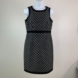 Ann Taylor sz 4 P Petite Sheath Dress Black White Sleeveless Above Knee Squares